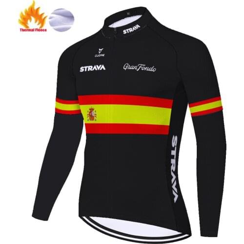 Strava team mens cycling jersey Winter Thermal Fleece camisa de ciclismo masculina Outdoor long sleeve bike jersey