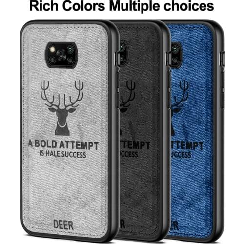 Cloth Fabric Texture 3D Embossed Deer Case For pocphone poco x3 pro x 3 pocox3proPremium Soft TPU edge Phone Case Cover Coques