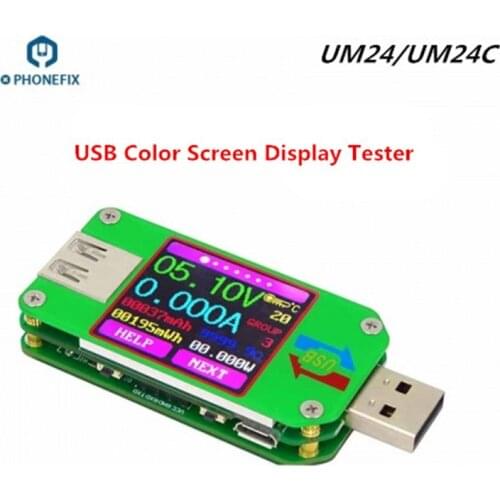 UM24C Color LCD Display Voltage Current Meter UM24 USB Tester Voltmeter Ammeter Battery Charge Measure Cable Impedance