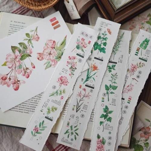 Vintage Plant Flower Washi Tapes Bullet Journal Masking Tape Adhesive Tape DIY Scrapbooking Washi Stickers