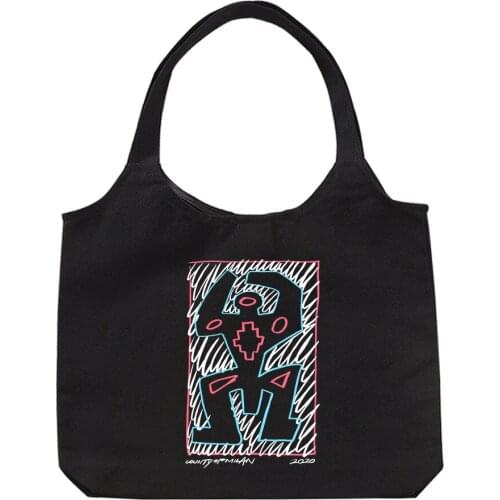 Korean Style Women Canvas Shoulder Bag 2021 Unisex Harajuku Chic Cotton Cloth Handbag Casual Tote Bag Simple Eco Shopping Bags