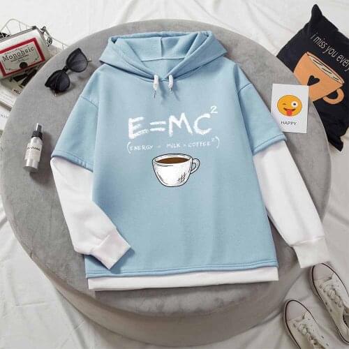 Energy=milk+coffee Harajuku Print Hoodies Women Fashion Sweatshirt Sport Hip Hop Streetwear Autumn Fleece Warm Hoodie Female