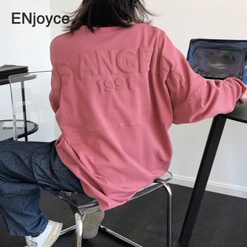 Spring Autumn Women Oversize Letter Printed Hoodie Loose Sweatshirt Long Sleeve Clothes Fashion Korean Pullover Clothes Female