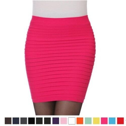 Women Elegant High Waist Short Skirts Female Summer Slim Package Hip Bodycon Mini Office Sexy Black White Pencil Skirts