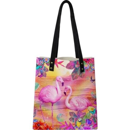 HaoYun Women Fashion Handbags Flamingos Prints Pattern Girls Shoulder Bags Casual Large Capacity Travel Storage Package Bags