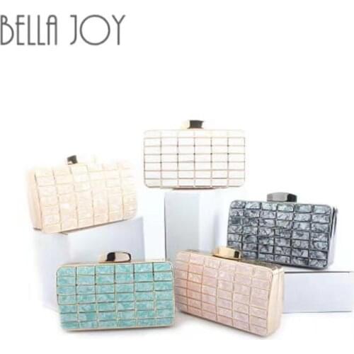 BELLA JOY Acrylic Decoration Clutches Women Evening Bags Party Wedding Hand Bag Chain Crossbody Purses Wallet Clutch