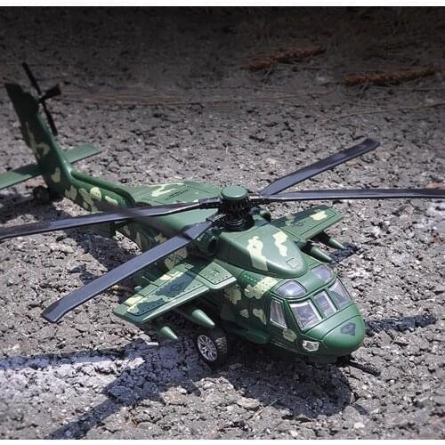 1/72 Alloy Diecast Black Hawk Helicopter Pull back Model with Sound Light Toy Children Collection Graded Kids Toys gifts