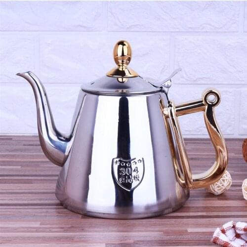 1Pc Teapot 1.2L Stainless Steel Rustproof Induction Cooker Safe With Infuser Teakettle Tea Pot Tea Kettle for Home Office
