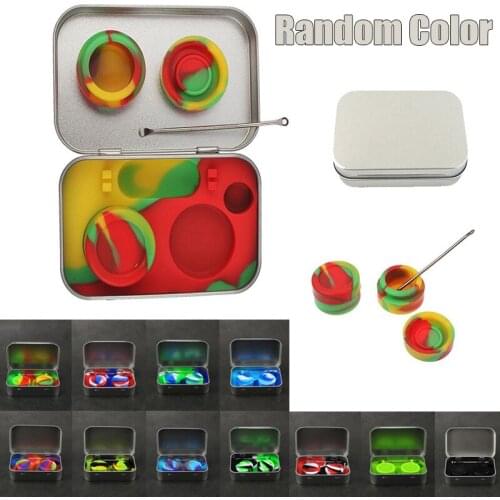 1pc Wax Tool Kits Silicone Jars Dab 4 in 1 Non-stick Container w/ Stainless Steel Tools Wax Containers Random Color