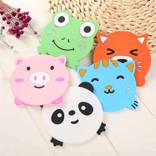 1PCS Rubber Cup Coaster Thickened Cute Cartoon Animal Heat-resistant Cup Placemat Table Cup Pad Cup Accessories