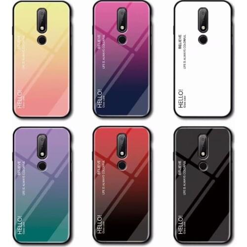 10pcs/lot Gradient Tempered Glass soft frame Phone back cover case For Nokia 9 3.1 7 plus 8 sirocco 7.1 X6