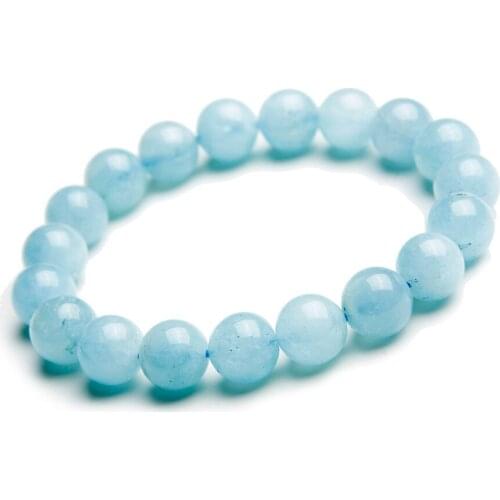 10mm Genuine Blue Natural Stone Bracelets For Women Femme Charm Stretch Crystal Round Bead Bracelet