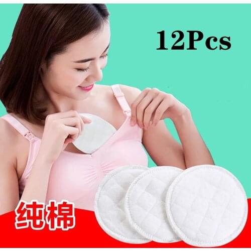 12Pcs(6 pairs) 3 layers cotton Reusable Breast Pads Nursing Waterproof Organic Plain Washable Pad Baby Breastfeeding Accessory