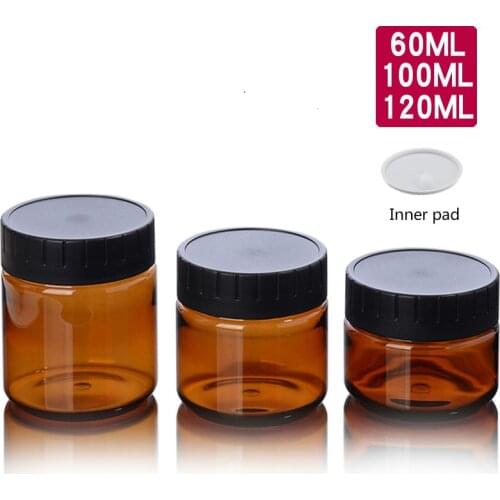 20pcs 120ml brown plastic cream jar eco friendly cosmetic containers PET skin cream packaging empty jars With black lid