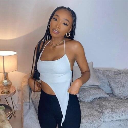 2021 Spring Irregular Women Crop Top Halter Sleeveless Party Night Clubwear Streetwear Clothes For Women