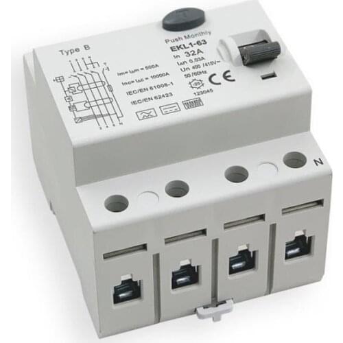 30MA/100MA/300MA Type B Rccb Residual Current Type B Residual Current Device 4P RCD RCCB