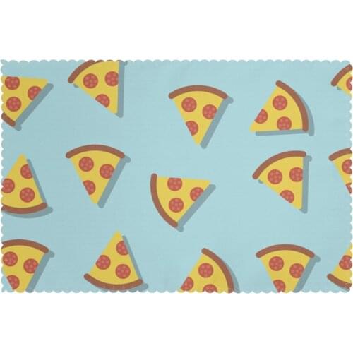 6 PCS Placemat Table Mat Pizza Pattern For Tables Heat-insulation Linen Kitchen Dining Pads