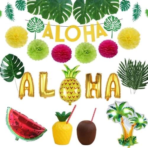 Aloha Party Decoration Pineapple Aloha Flamingo Balloons Aloha Garlands Summer Luau Flamingo Hawaiian Tropical Party Decoration