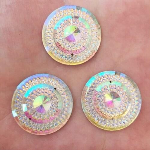 12Pcs 25mm Round Shape white AB Resin Rhinestones applique stones and crystal Gems Flatback For Costume Button Crafts