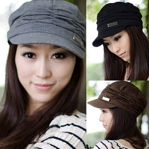 Women Beret Hats Fashion Pleated Peaked Cap Hat Casual Outdoor Sports Travel Sunhat Ladies Cotton Caps Autumn Winter 3 Colors