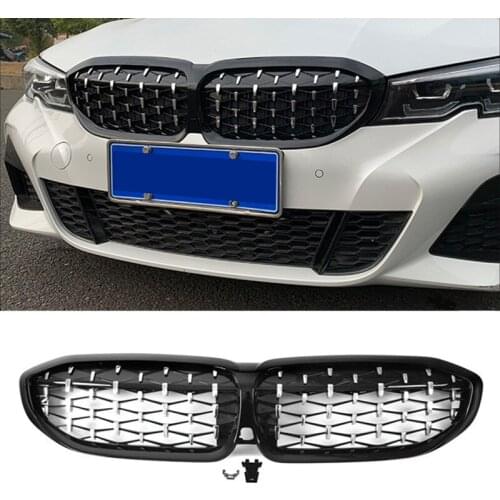 G20 Diamond Star Grill Kidney Grille For BMW G20 G28 325li New 3 Series 2019 2020 ABS Front Racing Grill Replacement Black Siver