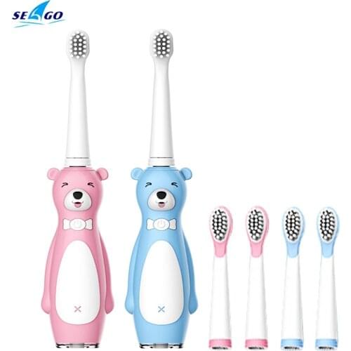 Seago Children Sonic Electric Toothbrush Rechargeable For 3-12 Ages Kids Sonic Tooth Brush Smart Timer Replacement Brush Heads