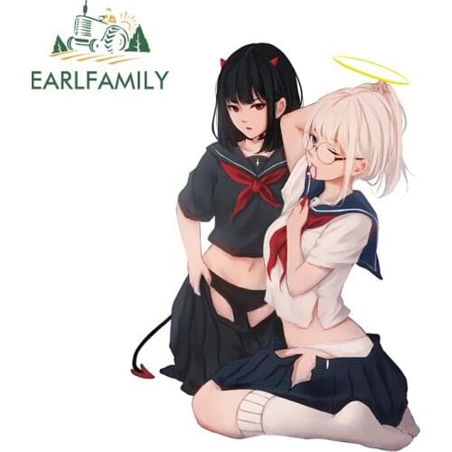 EARLFAMILY 13cm x 9.3cm for Citrus Anime Funny Car Stickers Creativite VAN Decal Air Conditioner Refrigerator Vinyl Car Styling