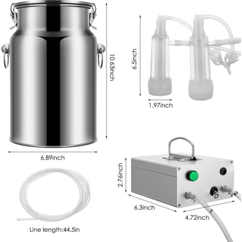 7L Electric Milking Machine For Goat Milking Machine 110V/220V Stainless Steel Vacuum Pump Bucket Farm Goat Milker