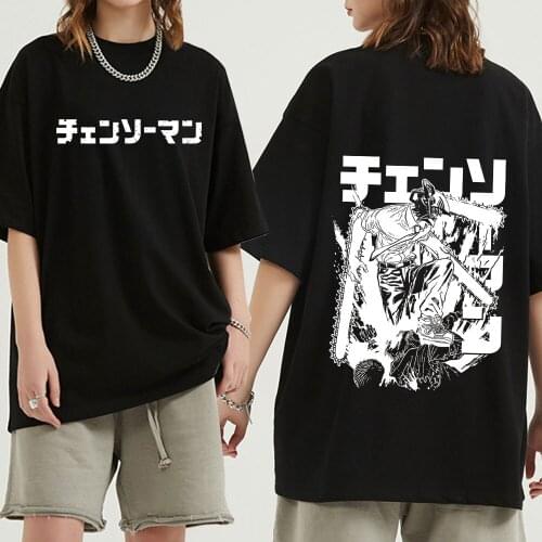 Hot Japanese Anime Chainsaw Man T Shirt Men Kawaii Summer Tops Cartoon Pochita Graphic Tees Funny Makima Harajuku T-shirt Male