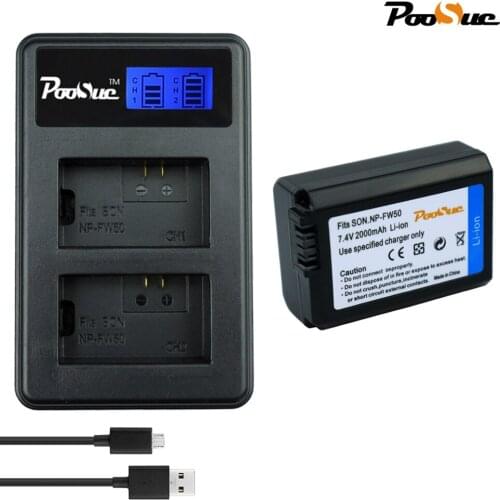 FW50 NP-FW50 npfw50 Battery + LCD USB Charger For Sony NEX-7 NEX-5N NEX-F3 NEX-3D NEX-3DW NEX-3K NEX-5C Alpha 7R II Camera