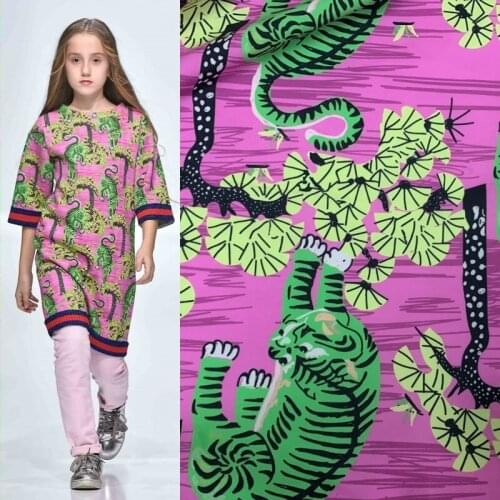 Customized Italian D Brand Tiger Digital Printing Fashion Fabric Polyester Cotton Fabric For Dress Shirt Comfortable DIY Sewing