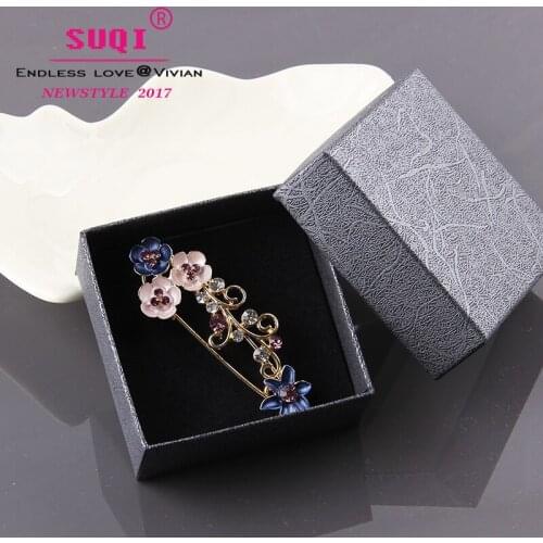 Delicate Vintage Colorful Metal Flowers with Shiny Women Brooch Best Gifts for Lady