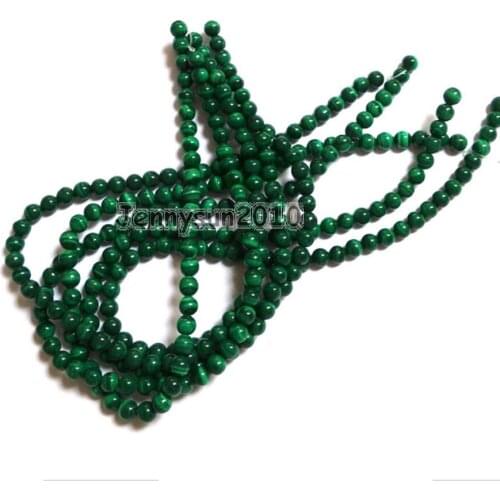 Natural Malachite Gems Stones 6mm Round Spacer Loose Beads 15'' Strand for Jewelry Making Crafts 2 Strands/Pack