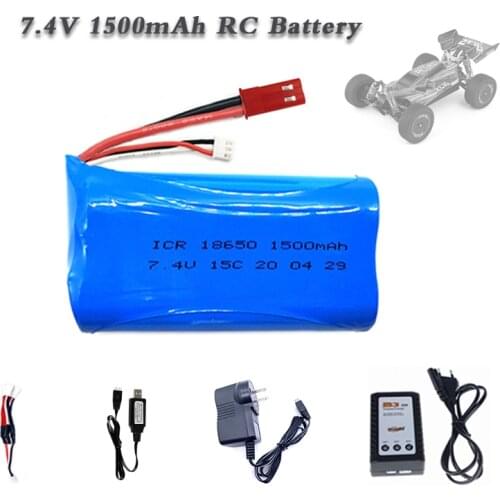 7.4V 1500mAh Lipo Battery With Charger For MJX F 45 Wltoys A959 RC Helicopter Car Parts Lipo 2S 18650 Battery JST Plug