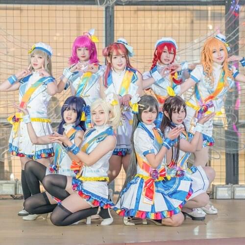 LoveLive Nijigasaki High School Idol Club Rainbow Rose Cosplay Costumes Women Cute Dancing Dress Halloween Uniforms Custom Made