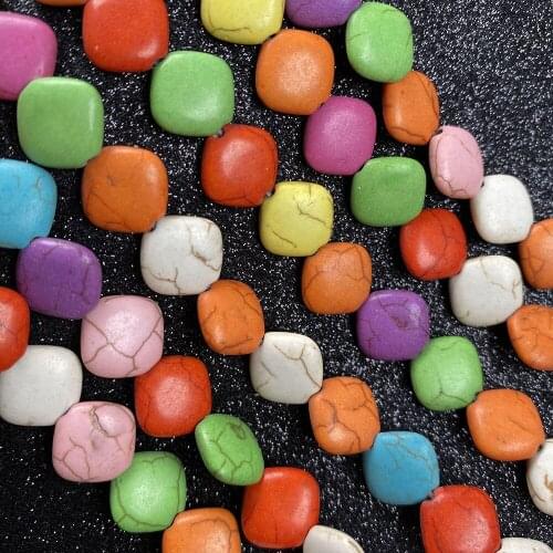 Natural Semi-precious Stones Turquoise Square Slice Shape Mix-color for Jewelry Making Necklace Earrings Bracelet Gift