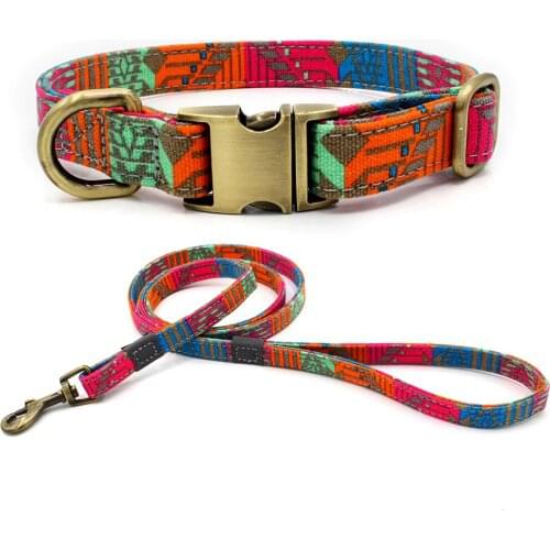 Nylon Dog Collar And Lead Set Personalized Pet Necklace Small Medium Large Dogs Reflective Collars Pitbull Pug Dog Supplies