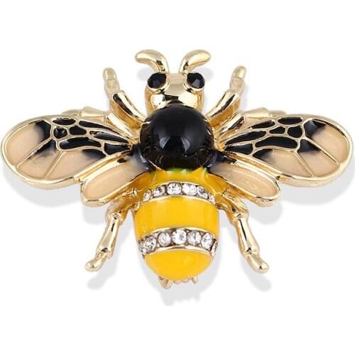 New Insect Bee Rhinestones Brooches Pin Metal Enamel Pins and Brooche Gifts for Women Fashion Hat Scarf Buckle Collar Jewelry
