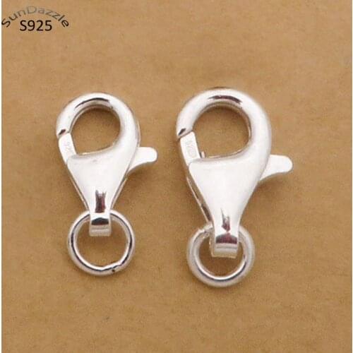 Genuine Real Pure Solid 925 Sterling Silver Lobster Spring Clasps Hook Claw Buckle End Connector Jewelry Making Findings