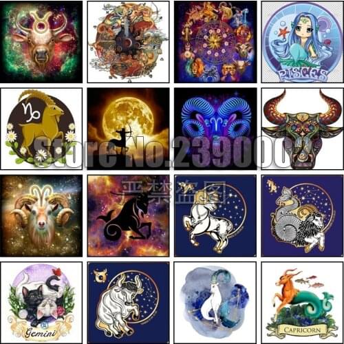 Full,Diamond Painting,Zodiac art,Diamond Embroidery,Animal,Cross Stitch,5D,Wall,Aries,Rhinestone,Mosaic,Kits,DIY,Home Decor,Gift