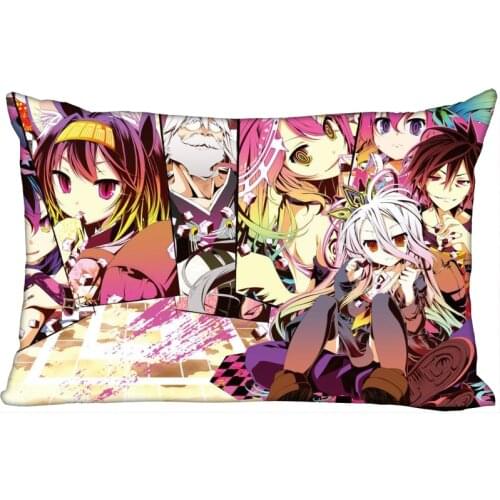 Custom Pillowcase Cover No Game No Life Rectangle Zipper Pillow Cover Satin Fabric Pillowcase 40x60cm,50X75cm(Two sides)10-10