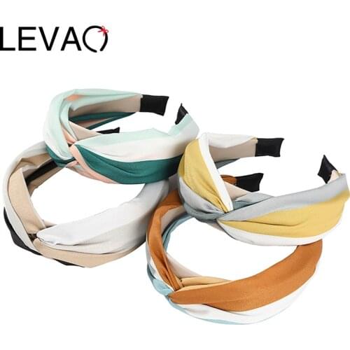 LEVAO Cross Hairbands Stitching Color Headbands Bezel Turban Women Hair Jewelry Girls Hair Band Accessories Headwear Head Hoop