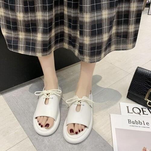 Sandals female summer 2020 new fashion wild soft bottom lace sandals women increased non-slip word buckle beach shoes Z763