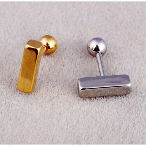 Hot Sale Fashion Punk Bar Earrings Color Gold Black Titanium Steel Women Men Geometric Straight Bar Ear Studs Brincos Earrings