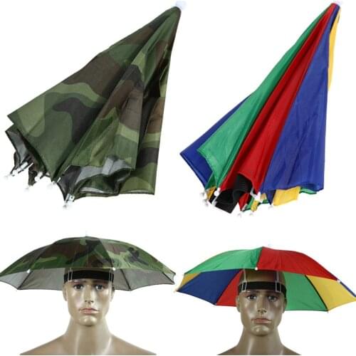 Foldable Headwear Umbrella Portable Anti-UV Umbrella Hat Fishing Hiking Camping Outdoor Head Umbrella Rain Gear