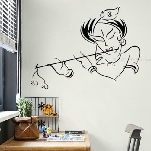 Modern Lord Krishna Wall Sticker Creative Religion Decor Vinyl Art Design Lving Room Home Decor Removeable Wallpaper CN253