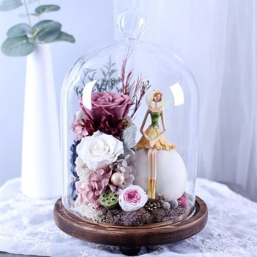 12*16cm Big Size Round Ball Top Glass Dome Vase Home Decoration Transparent Cover Antique Base DIY Wedding Favor Gift