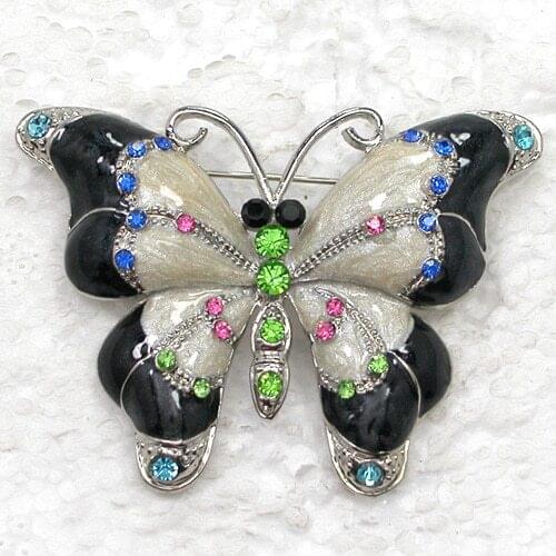 Rhinestone Enamel Butterfly brooch Pin C884 E