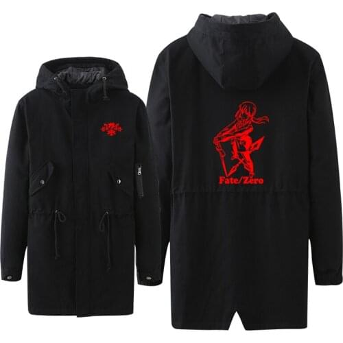 Thick Jacket Fate Grand Order Couples Long Coat Cosplay Hoodie Saber Joan of Arc Luminous Print Zipper Tooling Overcoat FGO