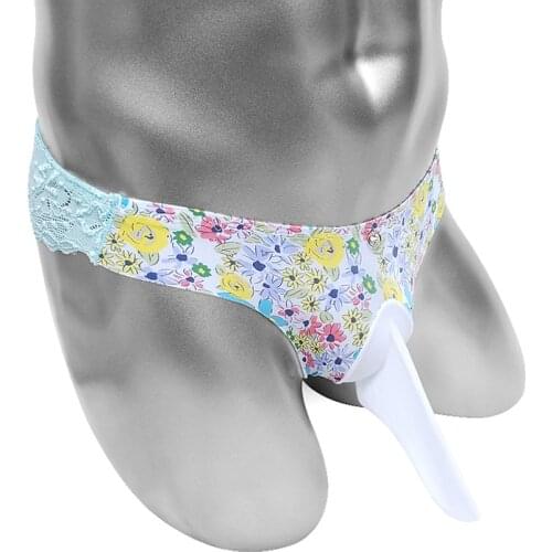 Floral Sissy Pouch Panties Penis Sheath Sexy Men Briefs Lingerie Softy Comfortable Low Rise Underwear Male Bikini Underpants